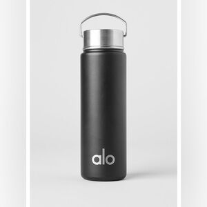 ALO Yoga Black Water Bottle with Silver Cap
